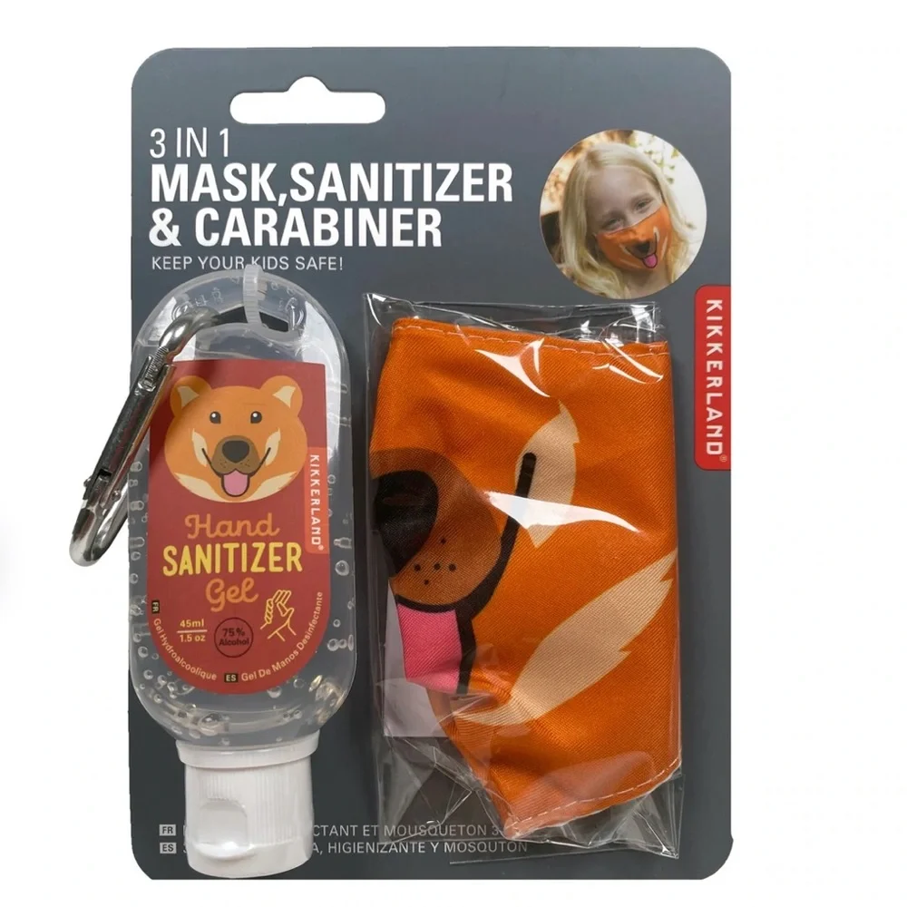 Kikkerland 3 in 1 Mask, Sanitizer & Carabiner